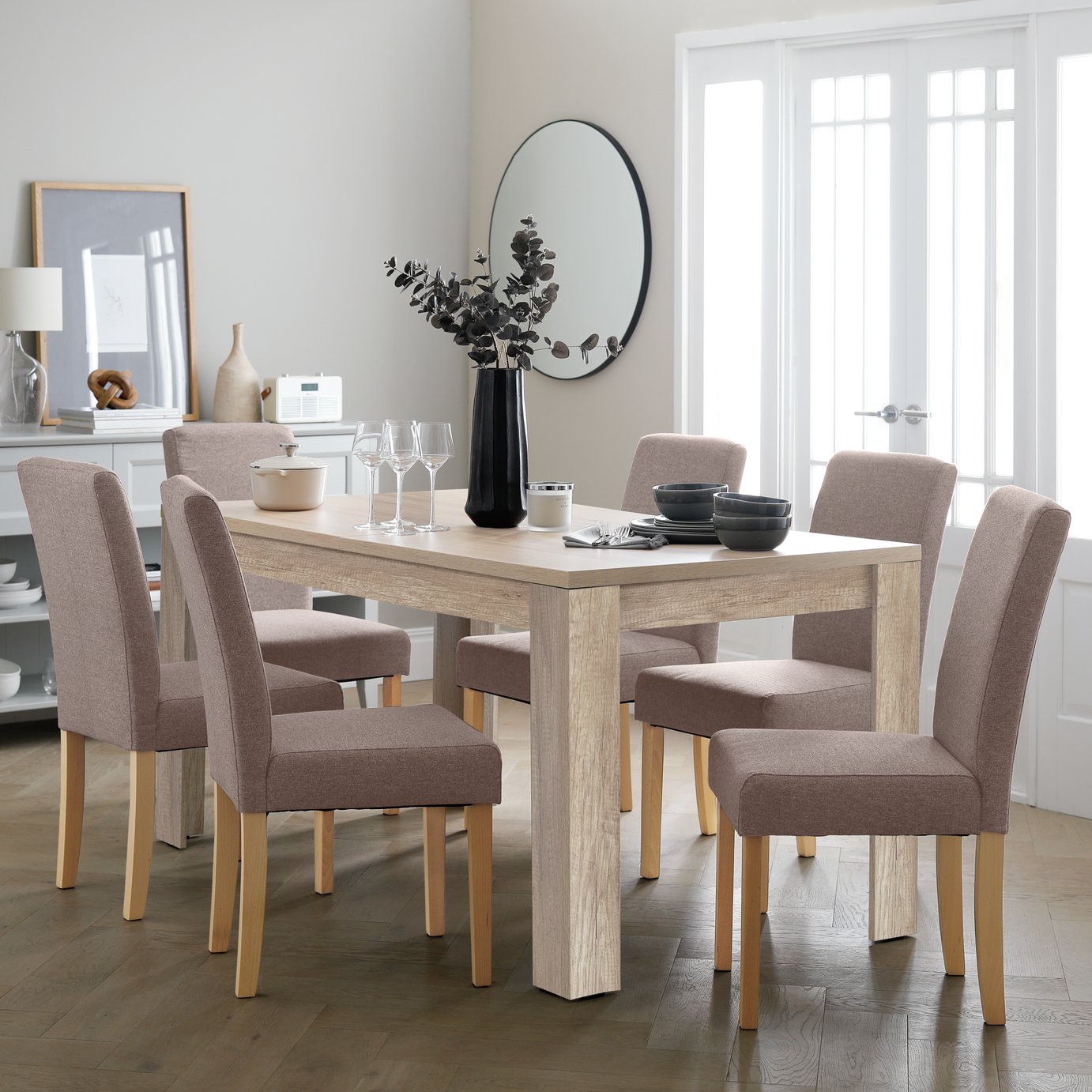 Argos Home Preston Extending Dining Table & 6 Brown Chairs