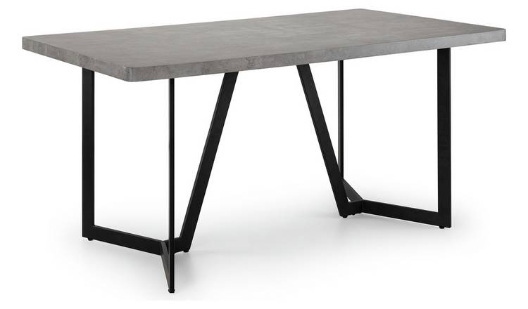 Julian Bowen Miller Concrete 6 Seater Dining Table - Chrome