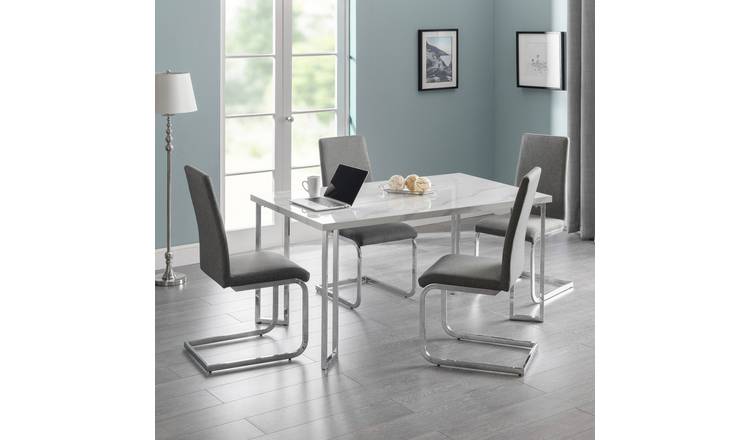 Julian Bowen Positano Marble 4 Seater Dining Table - Chrome