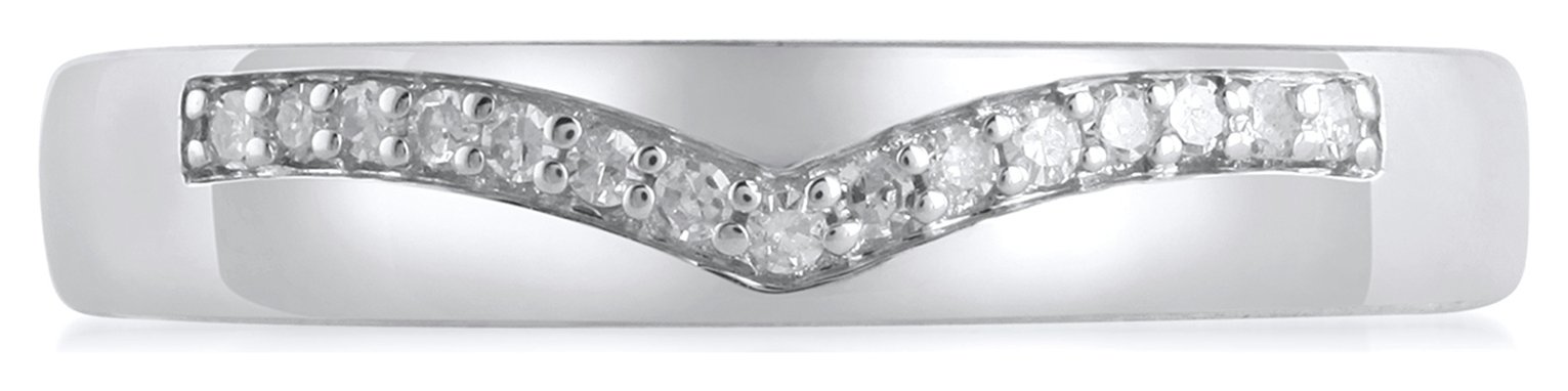 Revere 9ct White Gold 0.06ct Diamond Wedding Ring - M