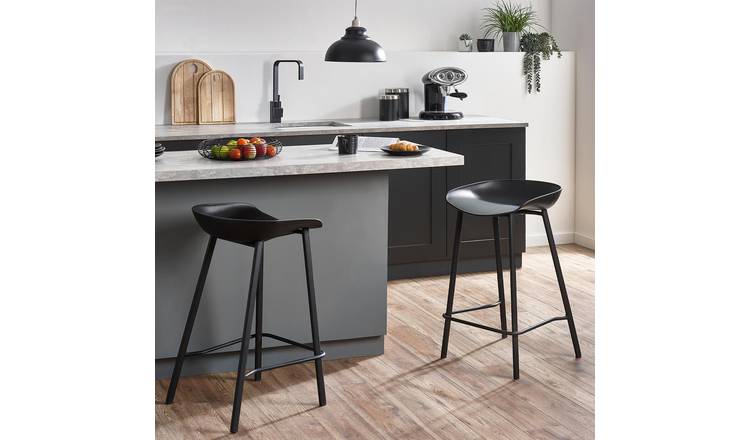 Julian Bowen Renzo Pair of Metal Bar Stools - Black