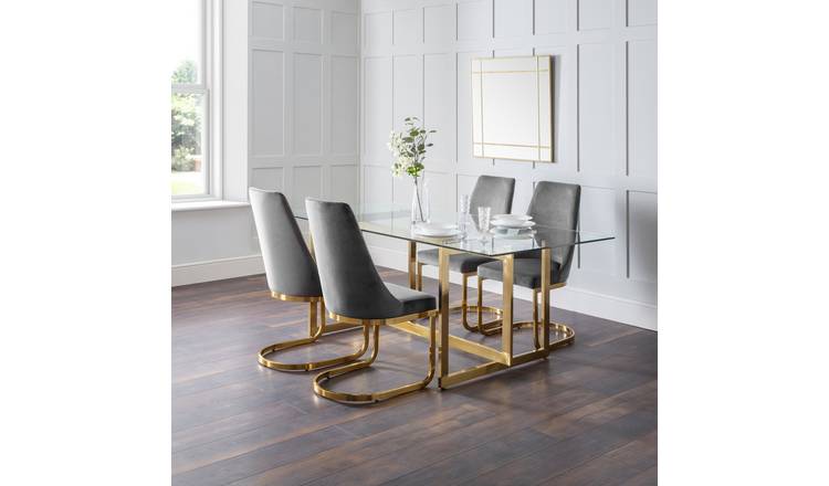 Julian Bowen Minori Glass 6 Seater Dining Table - Gold