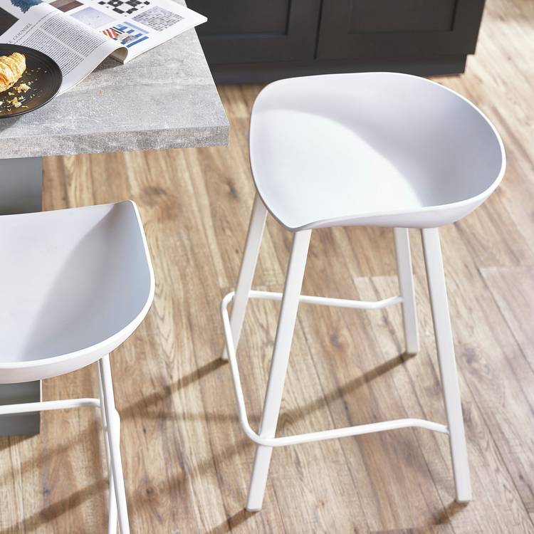 Julian Bowen Renzo Pair of Metal Bar Stools - White 0