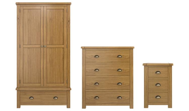 Argos Home Kent 3 Piece 2 Door Wardrobe Set - Oak