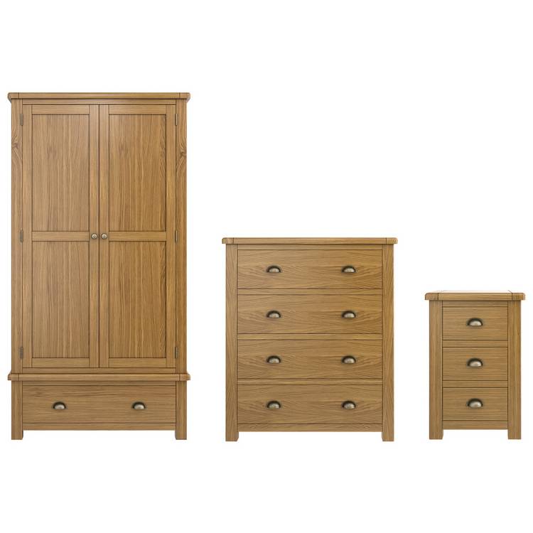 Argos Home Kent 3 Piece 2 Door Wardrobe Set - Oak 0