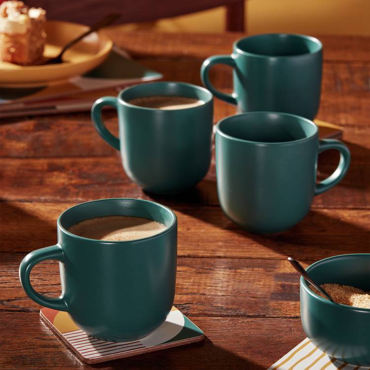 Habitat Matte Glaze Set of 4 Stoneware Mugs - Teal 0