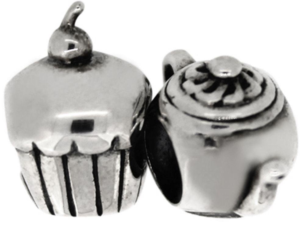 Link Up Sterling Silver Cupcake and Tea Pot Charms - 2.