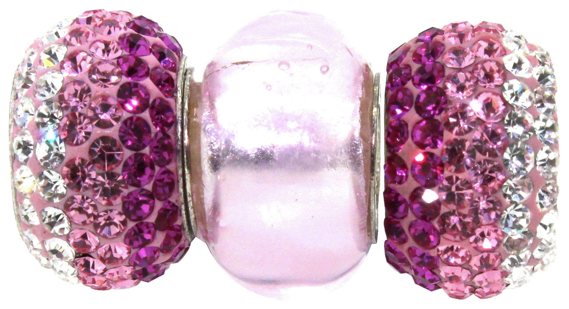 Link Up Sterling Silver Pink Glitter and Glass Beads - 3.
