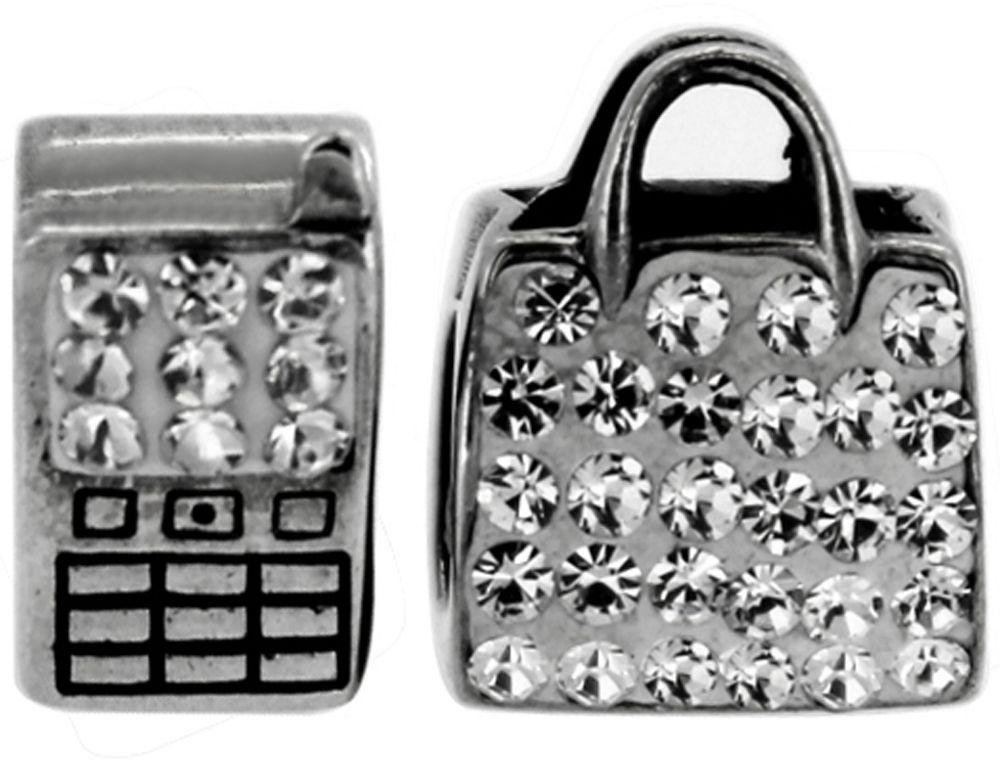 Sterling Silver Phone and Bag Crystal Charms - Set of 2.