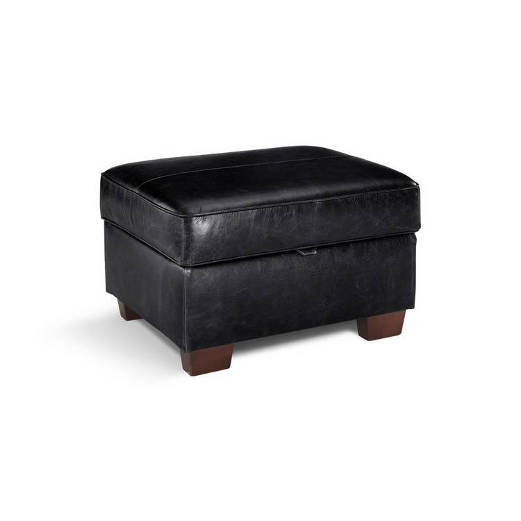 Argos Home Salisbury Leather Storage Footstool - Black 0