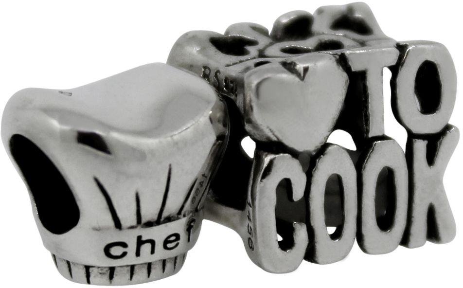 Sterling Silver Chef and Love to Cook Charms - Set of 2.