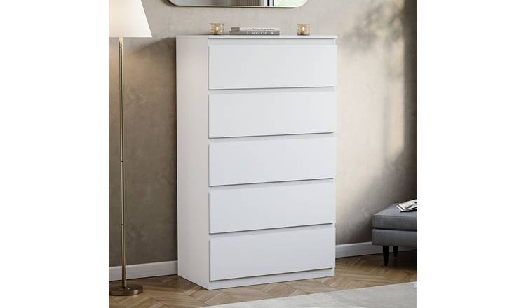 Vida Designs Denver 5 Drawer Chest - White