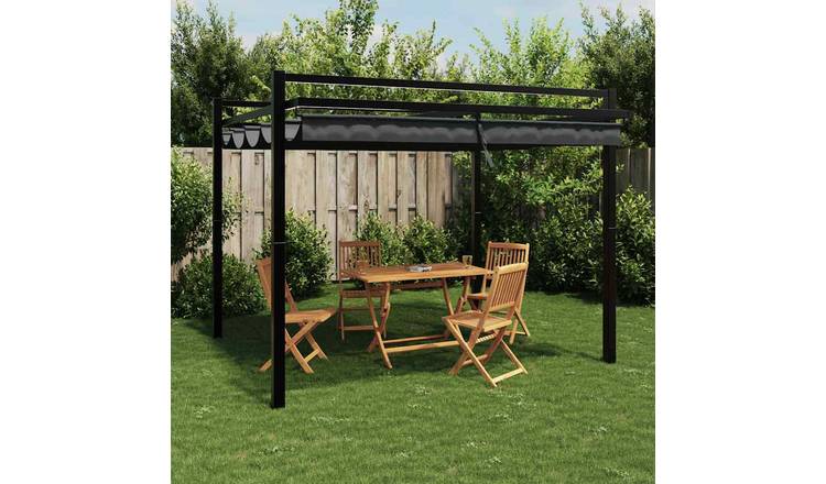 Walplus 3 x 3 m Aluminium Garden Gazebo with Retractable Roof - Anthracite