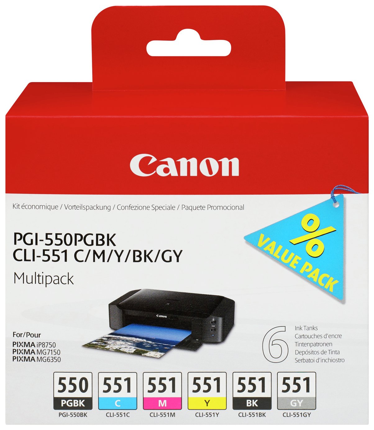 Canon PGI-550 & CLI-551PG Ink Cartridges - Black & Colour