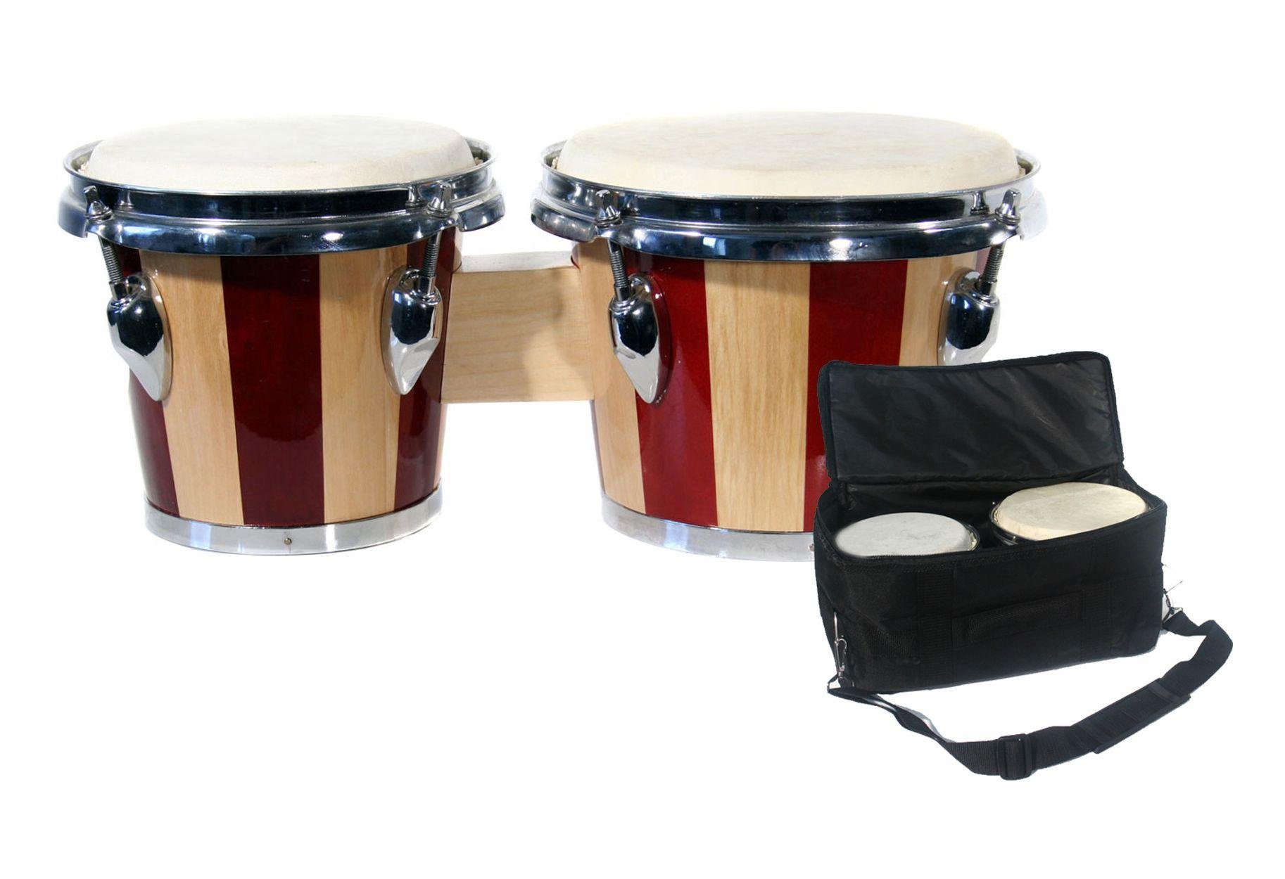 Rockburn Bongo Drums - Red/White Striped