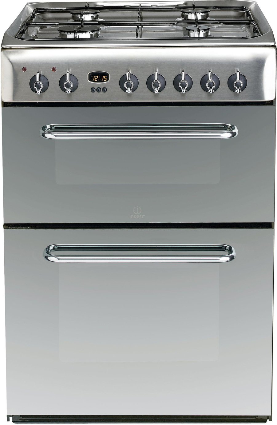 Indesit KDP60SE S 60cm Double Oven Dual Fuel Cooker - Silver