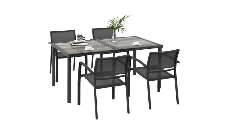 Outsunny 4 Seater  Wooden Garden Dining Set - Grey
