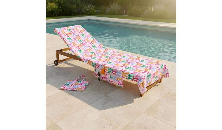 OHS Bow Prints Microfibre Beach Towel in a Bag - Multi