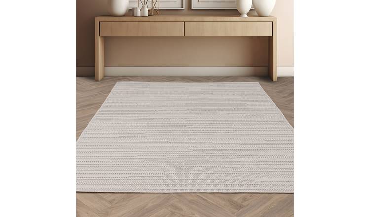 Mega Flooring White Modern Striped Rug - 80 x 150cm