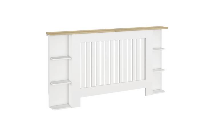 HOMCOM 152cm Radiator Cover with Open Storage Shelves - White