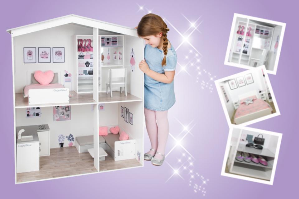 DesignaFriend doll house and little girl.