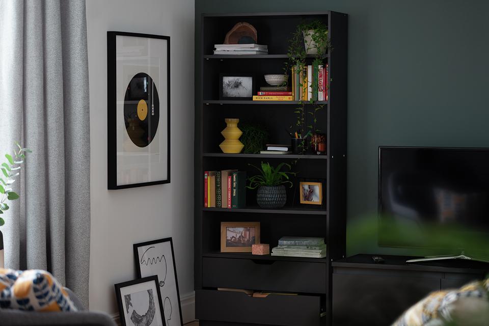 Image of a tall bookcase.