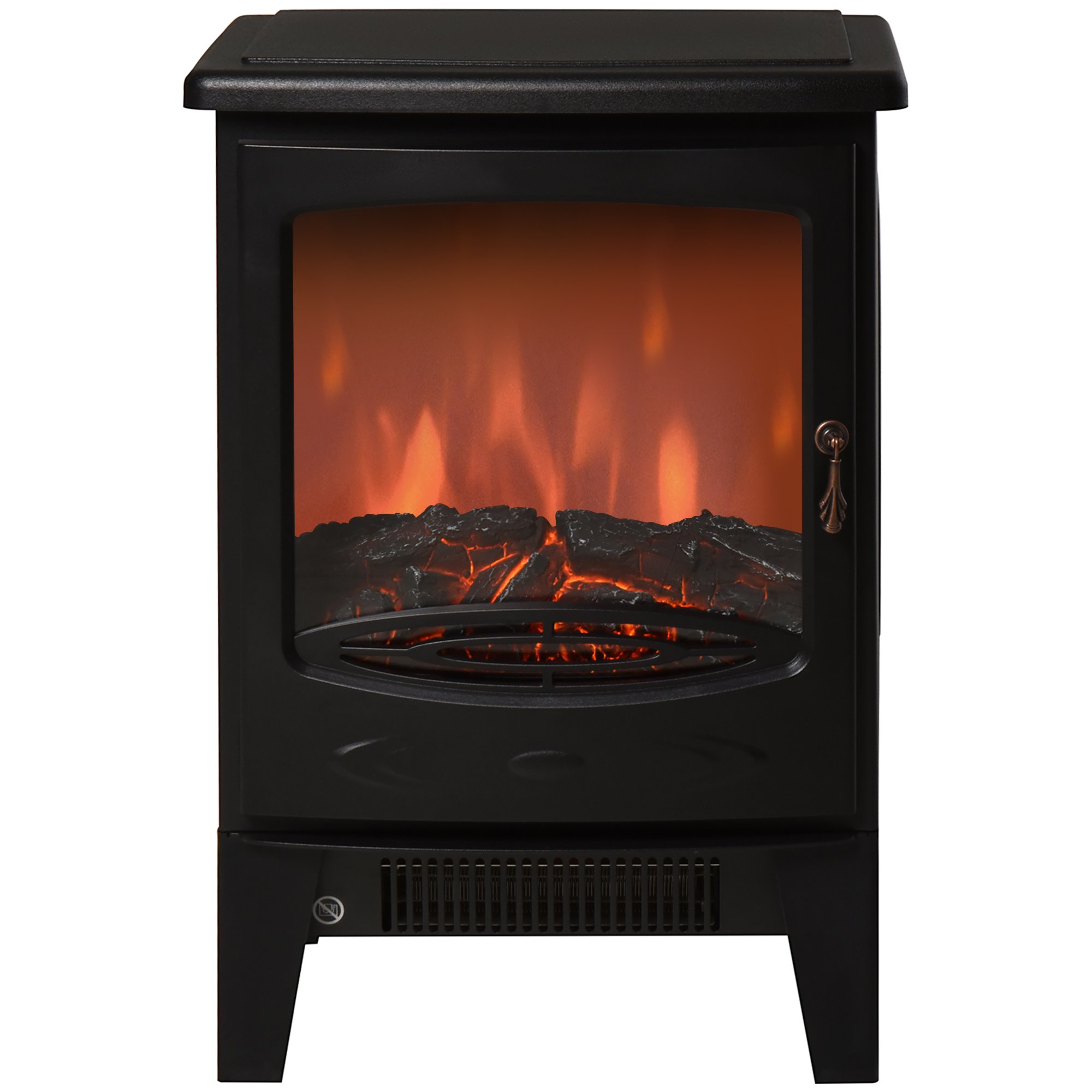 HOMCOM Freestanding Electric Fireplace with Tempered Glass Panels - Black - Image 2