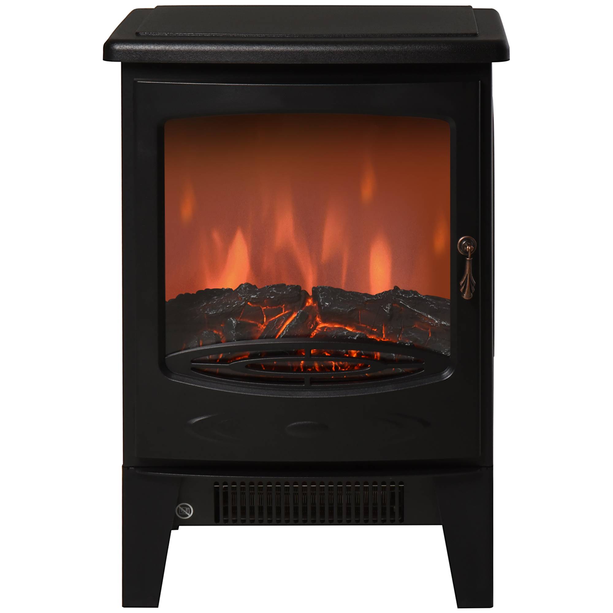 HOMCOM Freestanding Electric Fireplace with Tempered Glass Panels - Black - Image 2