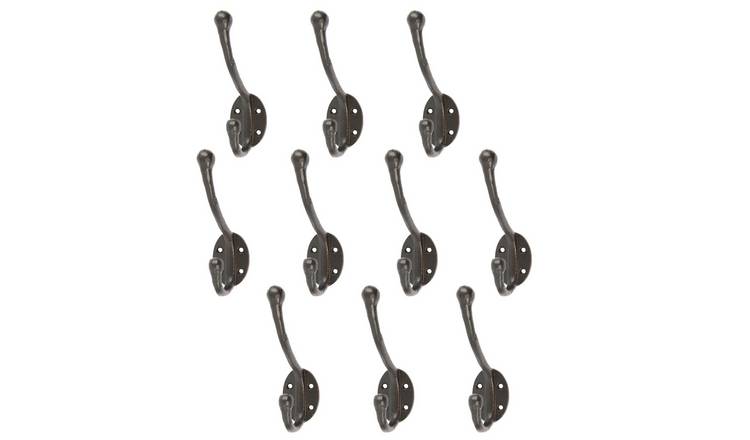 Hammer & Tongs Rounded Hat & Coat Hook - Black - Pack of 10