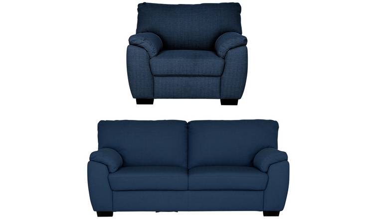 Argos Home Milano Fabric Chair & 3 Seater Sofa - Navy