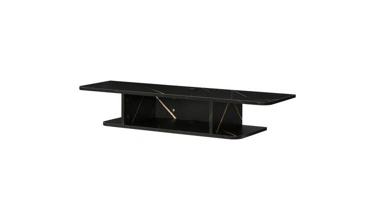 HOMCOM Wall Mounted Floating TV Unit Stand - Black