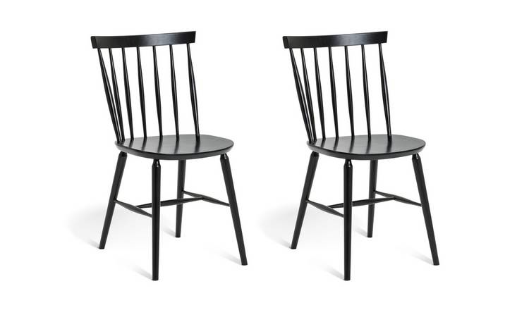 Habitat Talia Pair of Solid Wood Dining Chairs - Black
