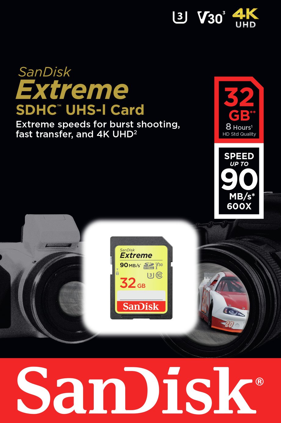 SanDisk Extreme 90MBs SDHC UHS-I Memory Card - 32GB