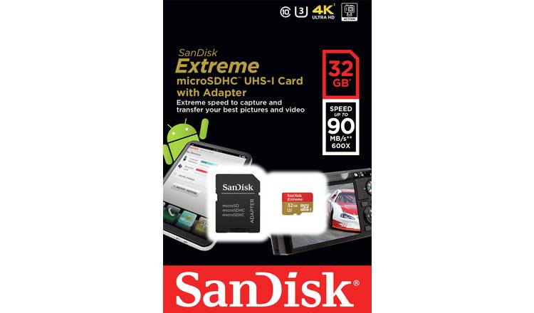 Buy SanDisk Extreme 90MBs microSDHC UHSI memory card 32GB MicroSD