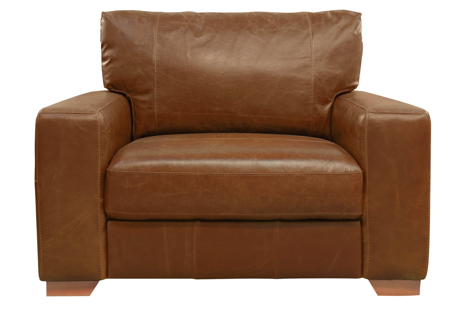 Argos Home Eton Leather Cuddle Chair - Tan (3789184) | Argos Price