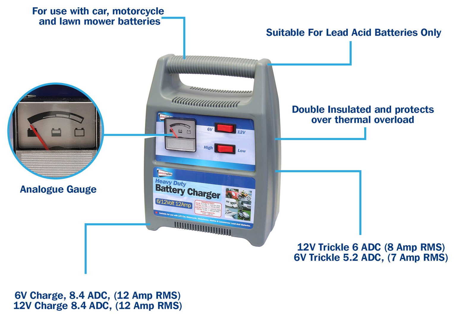 Streetwize 12amp 12V Automatic Battery Charger. Reviews