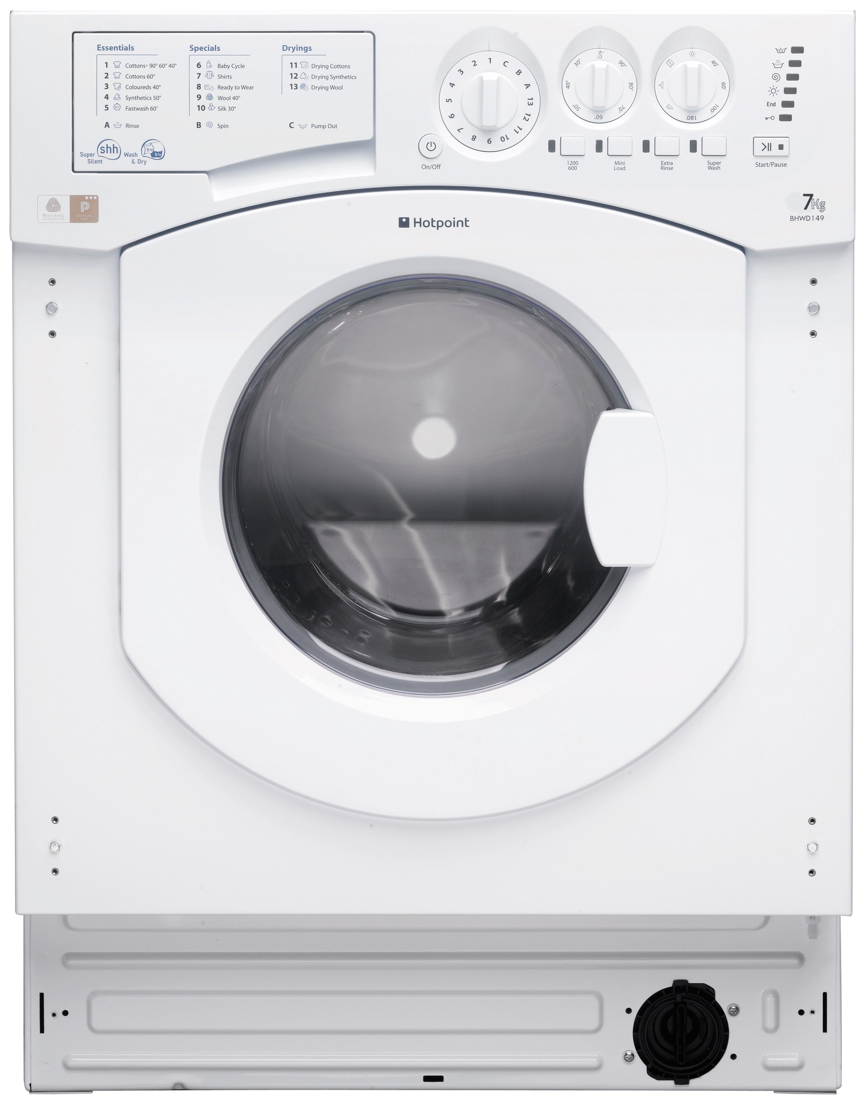 Hotpoint BHWD149 8KG / 5KG Integrated Washer Dryer - White