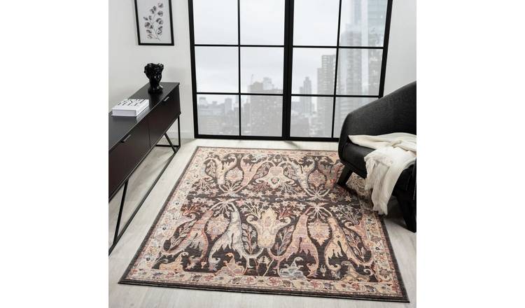 Mega Flooring Black Traditional Abstract Rug - 60 x 230cm