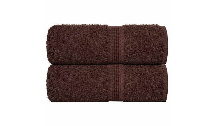 Walplus Pack of 2 Cotton Wash Towels - Brown - 30 x 30 cm