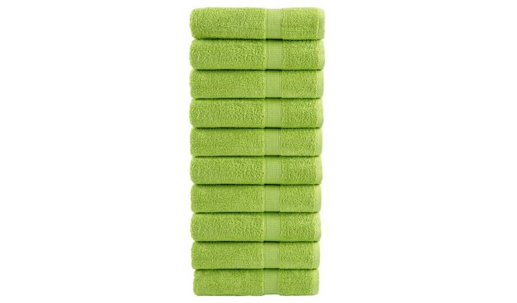 Walplus Pack of 10 Hand Towels - Green - 50 x 100 cm