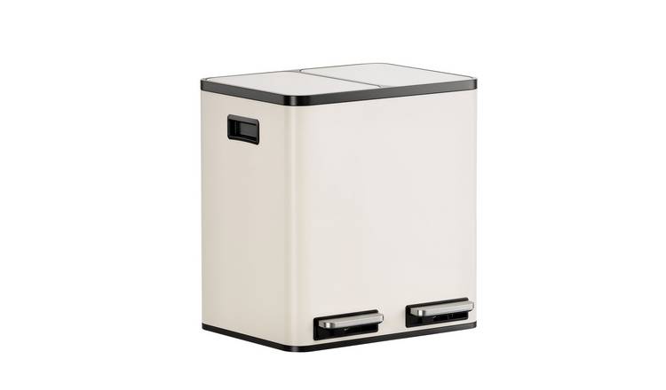 VonHaus 30L Pedal Waste & Recycling Bin - Cream