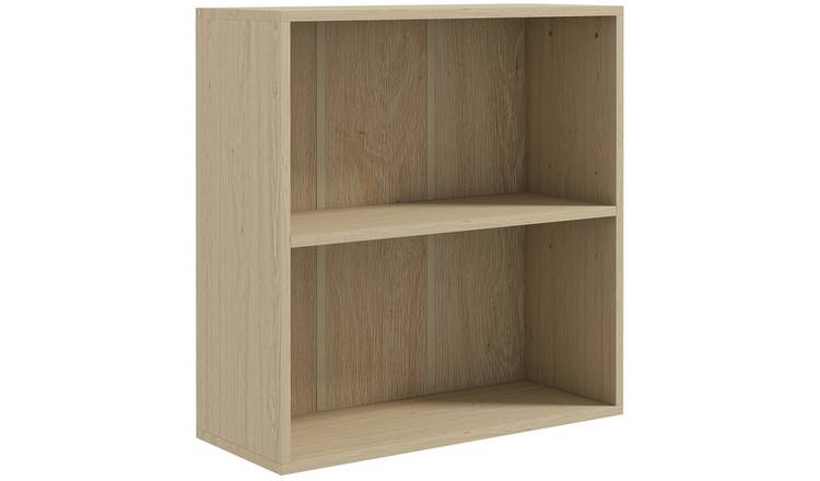 HOMCOM 2 Tier Storage Bookcase with Adjustable Shelf - Natural Wood