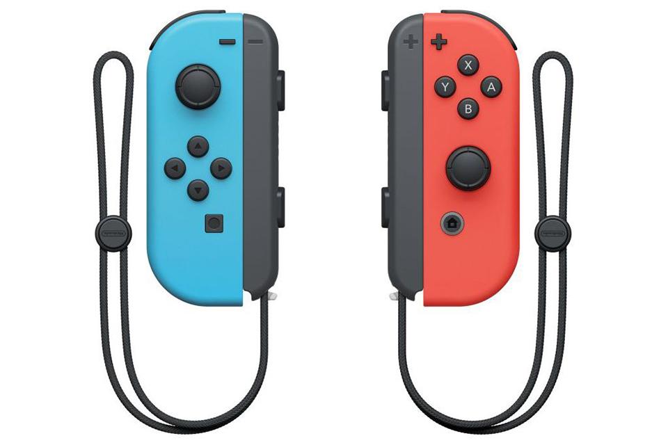 A Nintendo Switch Joy-Con controller pair.