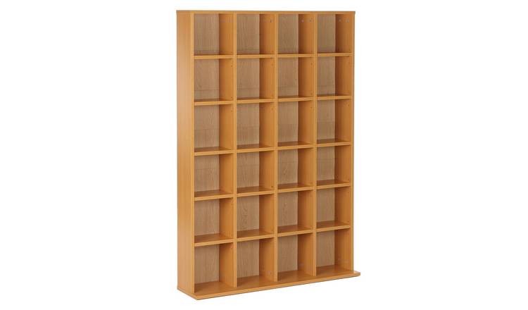 HOMCOM Wooden Media Storage Shelf with Adjustable Shelves - Beech Wood
