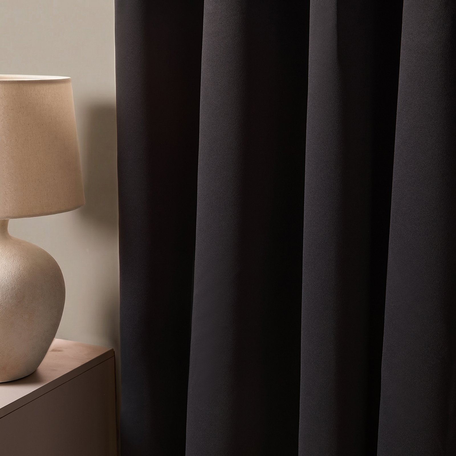 OHS Essentials Plain Eyelet Blackout Curtains 117 x 137cm - Black - Image 4