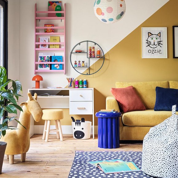 Image of a colourful living room setup.