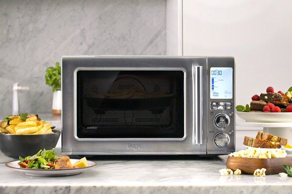 The Sage Combi Wave™ 3 in 1 microwave placed on kitchen slab.