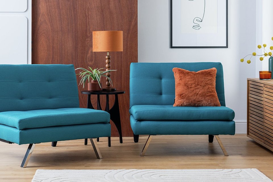 Argos Home Duo Fabric Clic Clac Sofa Bed in Teal Colour.