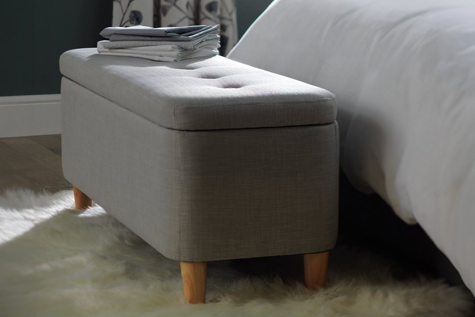 Habitat Aspen Fabric Storage Ottoman.