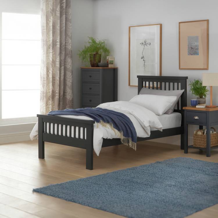 Argos Home Aubrey Single Wooden Bed Frame - Charcoal 0